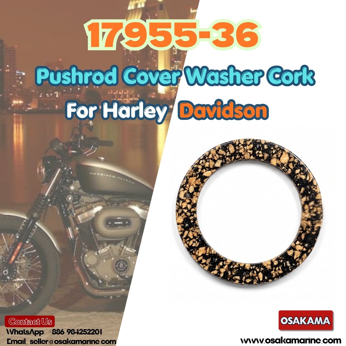 17955-36 Pushrod Cover Washer Cork For Harley-Davidson Big Twin engines
